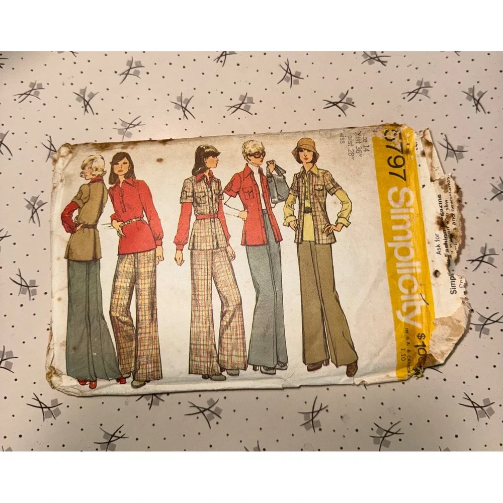 Vintage 1973 Simplicity 5797 Sewing Pattern Jacket Shirt Pants Size 14 Bust 36